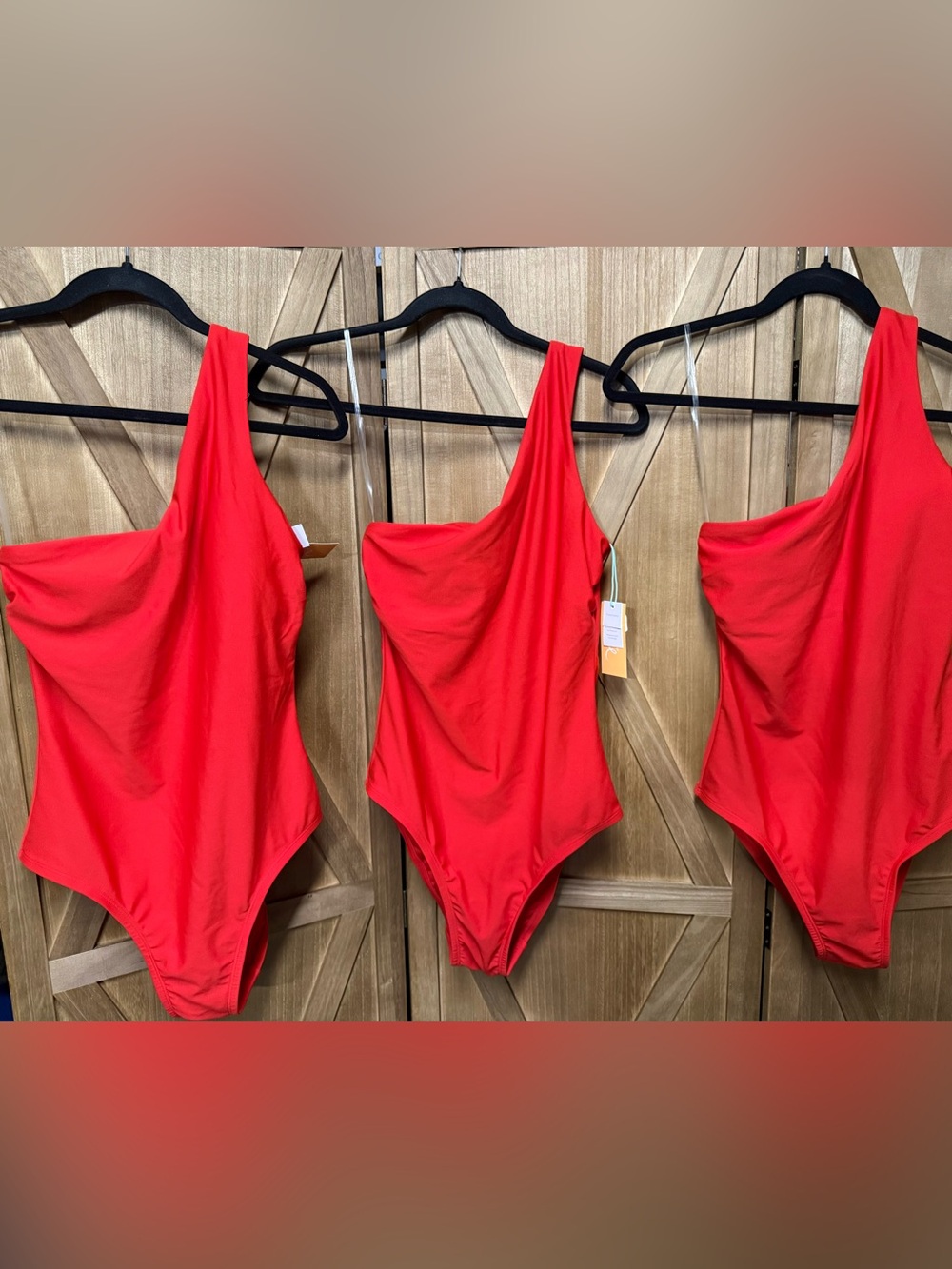 Reseller Bundle of 3 NWT Kona Sol One-Shoulder Red Swimsuit- Medium 8-10